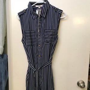 Navy and white striped dress